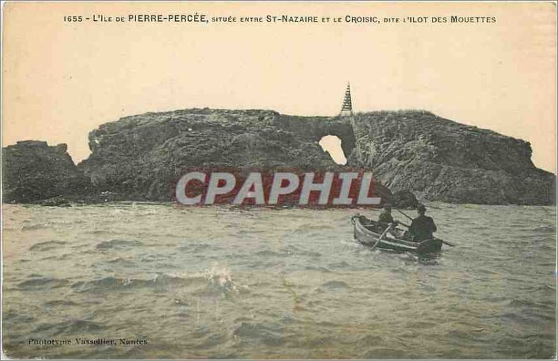 Old Postcard Island of Pierre-Percee situated between St Nazaire and called C...