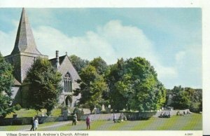 Sussex Postcard - Village Green and St Andrew's Church - Alfriston - Ref 11365A