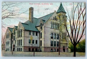 1912 Kenosha Wisconsin High School Building Campus Tower Entrance View Postcard