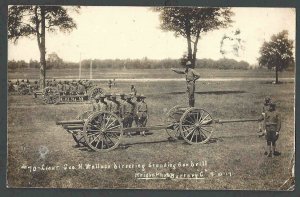 Ca 1917 RPPC* WWI Lieut Geo H Wallace Directing Standing Gun Drill See Info