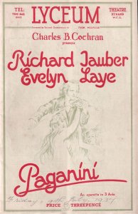 Richard Tauber Evelyn Laye Paganini Old Opera Theatre Programme