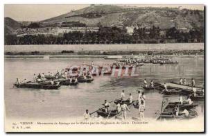 Old Postcard Army Vienna bypass Maneuvers on the Rhone by regiments of Genie ...