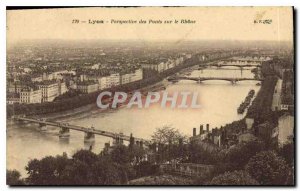 Old Postcard Lyon Perspective Bridges over the Rhone