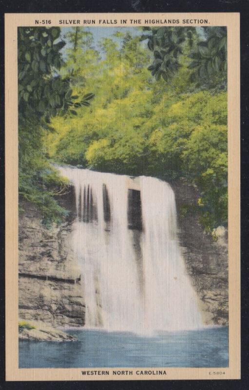 North Carolina colour PC Silver Run Falls Highlands Section, unused