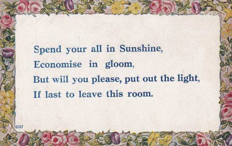 Gloomy Economy Economics Turn The Light Off Proverb Postcard