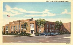 Vintage Linen Postcard; Junior High School, Escanaba MI Delta County Unposted