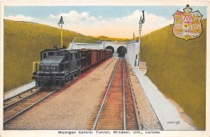 Electric Railroad Train Michigan Central Tunnel Windsor Ontario Canada postcard