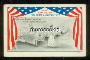 NEW WWI ERA USA PATRIOTIC POSTCARD WHAT CAN WE DO? ENROLL IN HOSPITAL SERVICE!