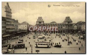 Old Postcard Brussels Gare du Nord and Place Rogier