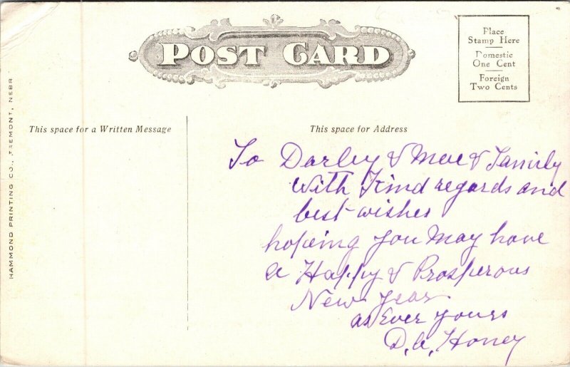 Postcard Fifth Street, Looking West from Main in Fremont, Nebraska