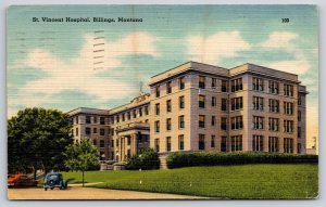 Billings Montana~St Vincent Hospital Street View~PM 1947~Vintage Linen Postcard