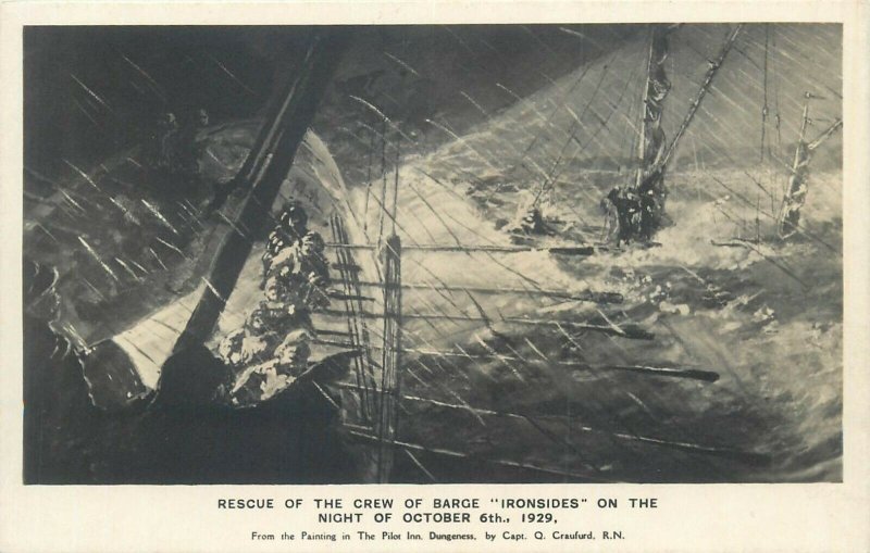 Rescue of the crew of barge IRONSIDE from a painting in The Pilot Inn Dungeness