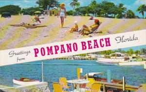 Florida Greetings From Pompano Beach Showing Beach Scene