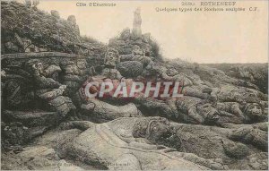 Postcard Old Rocks Rotheneuf Some Types Sculptes Emerald Coast