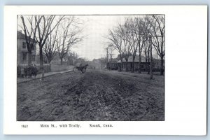 c1905's Main Street With Trolly Carriage Dirt Road Noank Connecticut CT Postcard