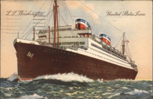Steamship SS Washington United States Line US GER SEA POST & Ship Cancel PC