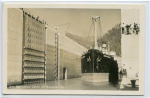 Boat Steamship Navigation Locks Bonneville Oregon 1940s RPPC real photo postcard