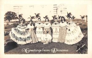 Panama Greetings From pretty young girls in dresses real photo pc Y11943