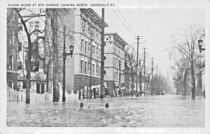 LOUISVILLE KENTUCKY~1937 FLOOD SCENE AT 4th AVENUE NORTH~HEVERIN NEWS POSTCARD