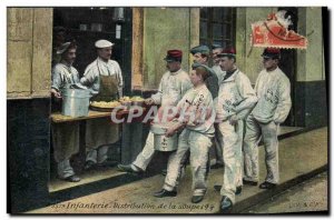 Postcard Old Army Infantry Distribution soup