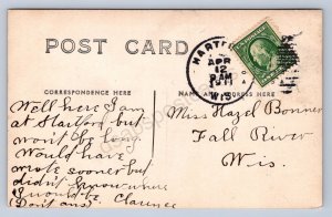 J90/ Hartford Wisconsin RPPC Postcard c1910 Main Street Stores 62