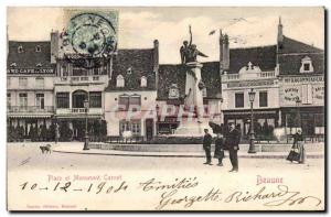 Old Postcard Beaune and Place Carnot monument