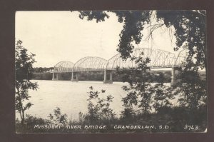 RPPC CHAMBERLAIN SOUTH DAKOTA SD MISSOURI RIVER BRIDGE REAL PHOTO POSTCARD