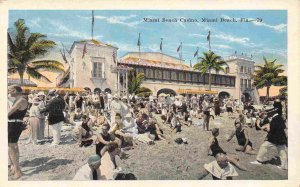 Beach Crowd Scene Casino Miami Beach Florida 1920c postcard