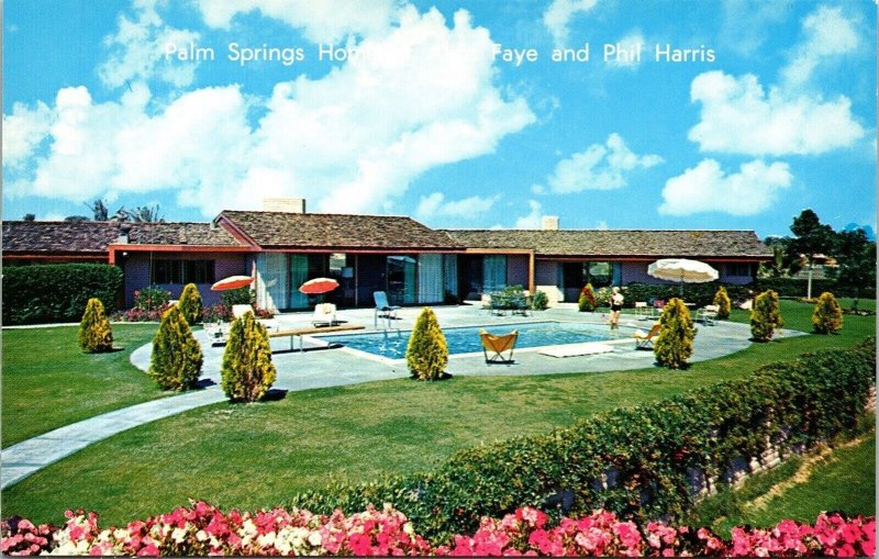 Palm Springs Home Faye Phil Harris California CA Swimming Pool Postcard VTG UNP  