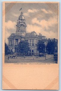 Crawfordsville Indiana IN Postcard Court House Building Exterior Roadside c1920s
