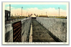 Vintage 1920's Postcard Empty Sabin Lock Sault Ste. Marie Michigan