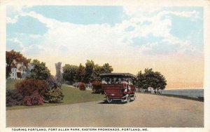 PORTLAND, ME Maine  TOUR BUS~FORT ALLEN PARK~EASTERN PROMENADE  c1920's Postcard