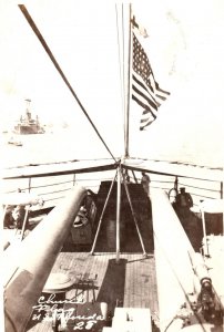 WWI USS Florida Church Pennant Battleship Real Photo Postcard RPPC