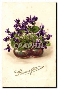 Old Postcard Bonne Fete Flowers