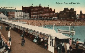 Vintage Postcard 1910's Brighton Point And West Pier Brighton, England