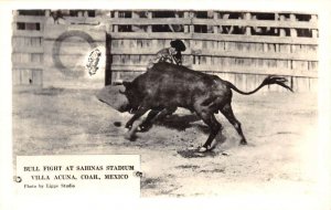 Villa Acuna Mexico Sabinas Stadium Bullfight Real Photo Postcard AA67904