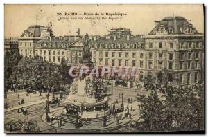 Old Postcard Paris Place de la Republique