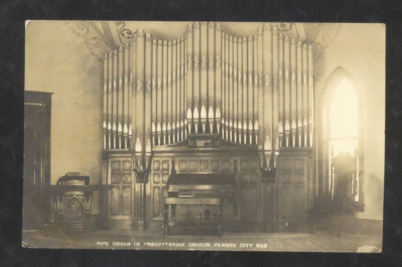 RPPC PAWNEE CITY NEBRASKA PRESBYTERIAN CHURCH INTERIOR REAL PHOTO POSTCARD