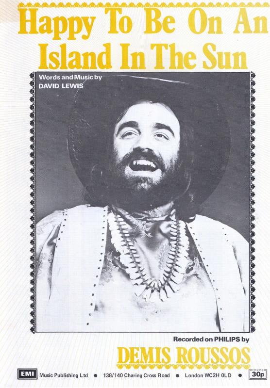 Happy To Be On An Island In The Sun Demis Roussos 1970s Sheet Music