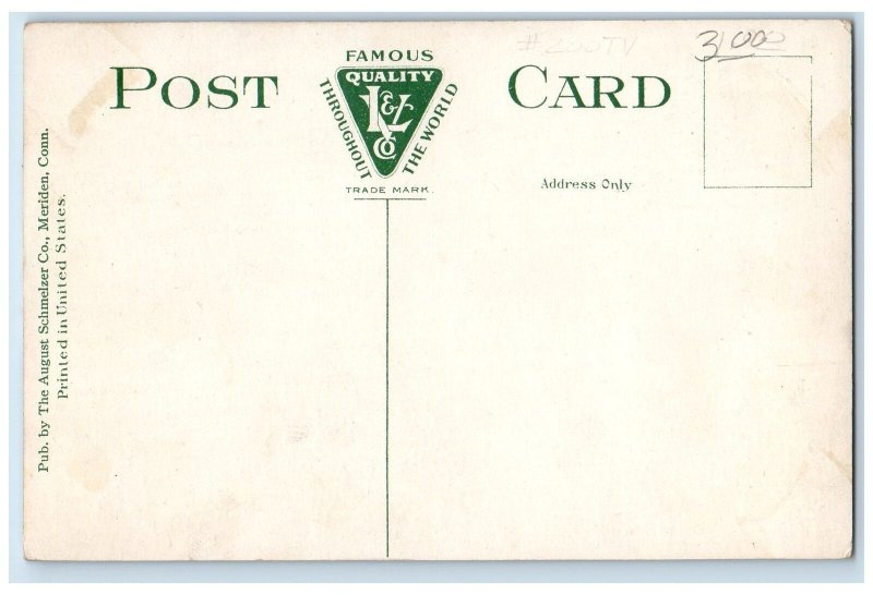 c1950 US Post Office Building Facade Railway Dirt Road View Meriden CT Postcard
