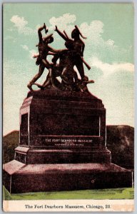 Chicago Illinois c1910 Postcard The Fort Dearborn Massacre Statue