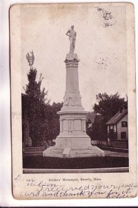 Soldiers' Monument, Beverly, Massachusetts, Used 1906 Metal Handstamp Ca...