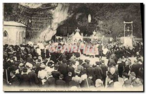 Old Postcard Lourdes cave before the departure of the procession