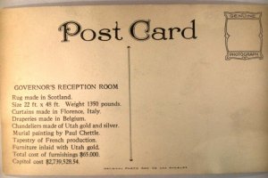 pre-1926 rppc GOVERNOR RECEPTION ROOM Salt Lake City Utah UT Postcard y1329