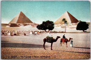 VINTAGE POSTCARD THE GREAT EGYPTIAN PYRAMIDS OF KHEOPS AND KHEPHREN c. 1915