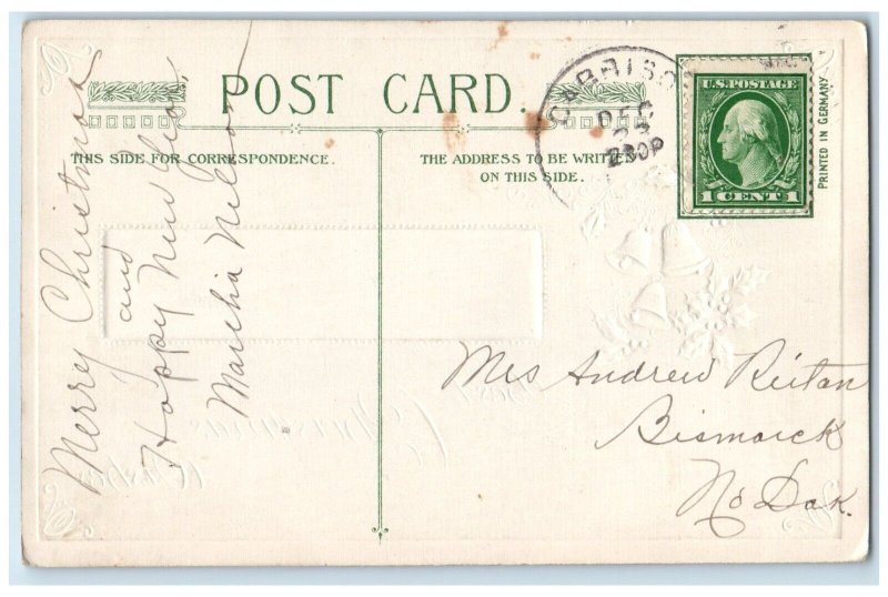 c1910's Christmas Berries Ringing Bells John Winsch Artist Signed Postcard