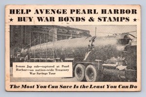 PEARL HARBOR HAWAII BUY WAR BONDS & STAMPS JAPAN WW2 SOLDIERS MAIL POSTCARD 1943