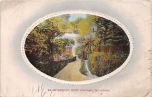 GUILDFORD SURREY UK ST CATHERINE'S FERRY COTTAGES OVAL IMAGE POSTCARD c1911