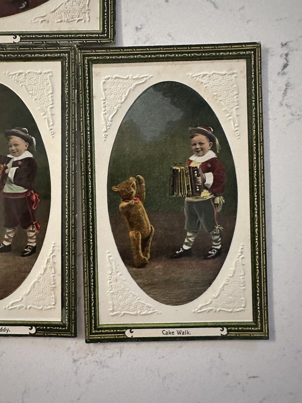 1910s Little Boy Clown Teddy Bear Embossed Postcard Lot Britain National Series