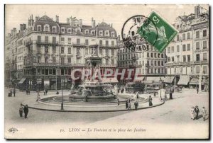 Old Postcard Lyon La Fontaine and Place des Jacobins